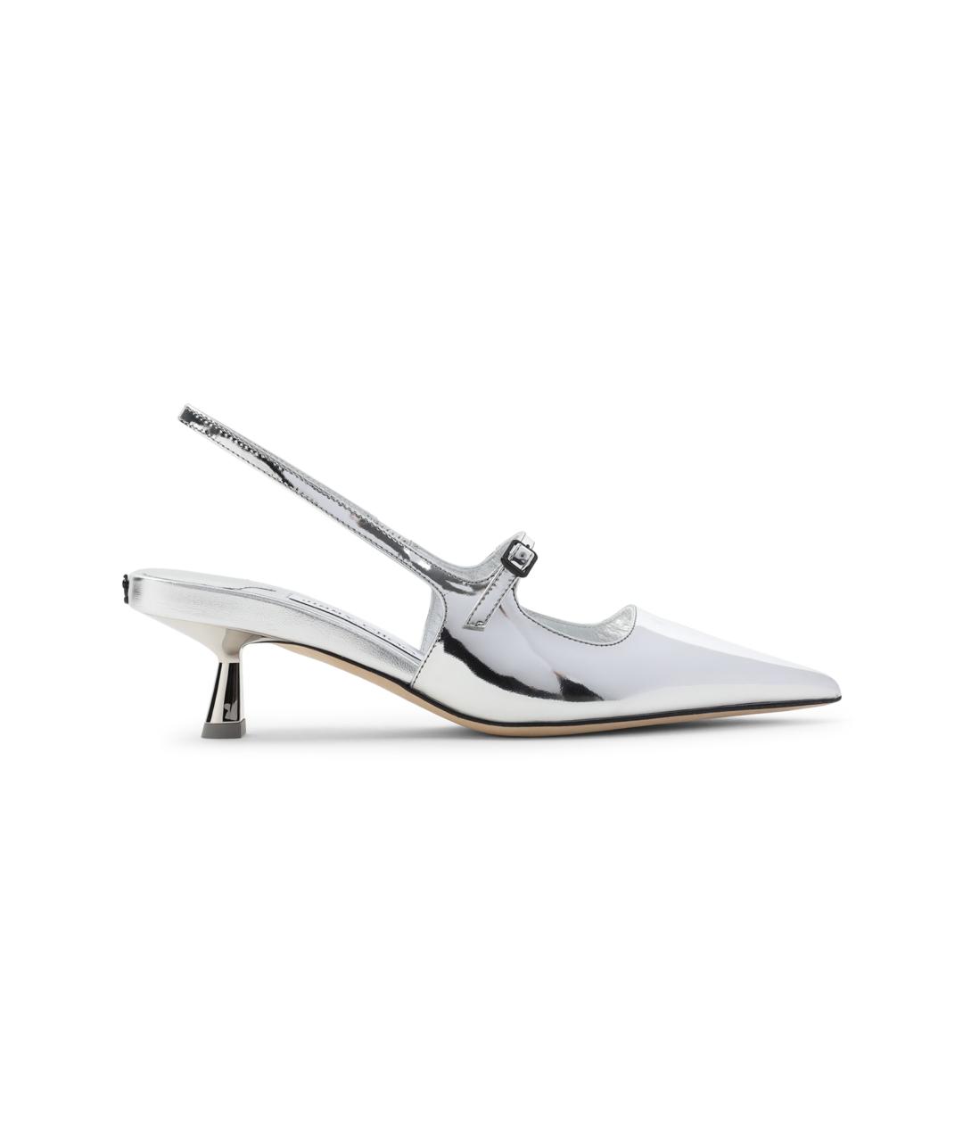 JIMMY CHOO Серебряные кожаные туфли, фото 1
