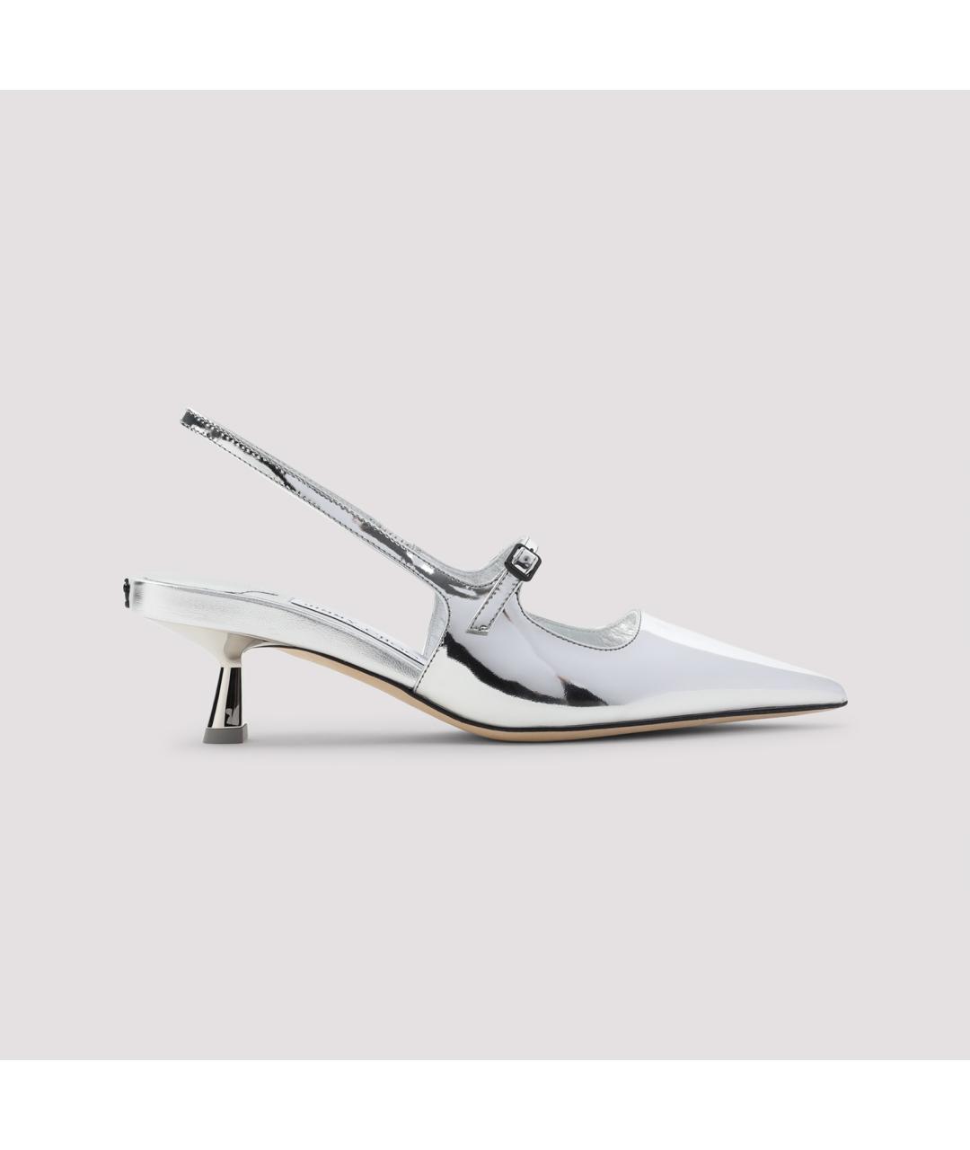 JIMMY CHOO Серебряные кожаные туфли, фото 3