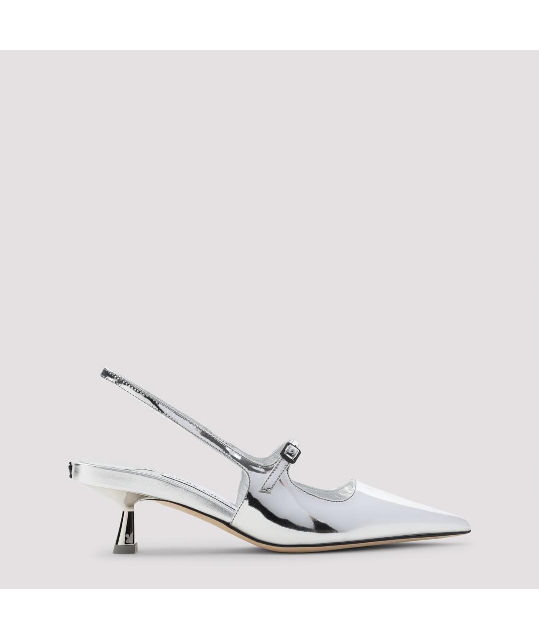 JIMMY CHOO Серебряные кожаные туфли, фото 2