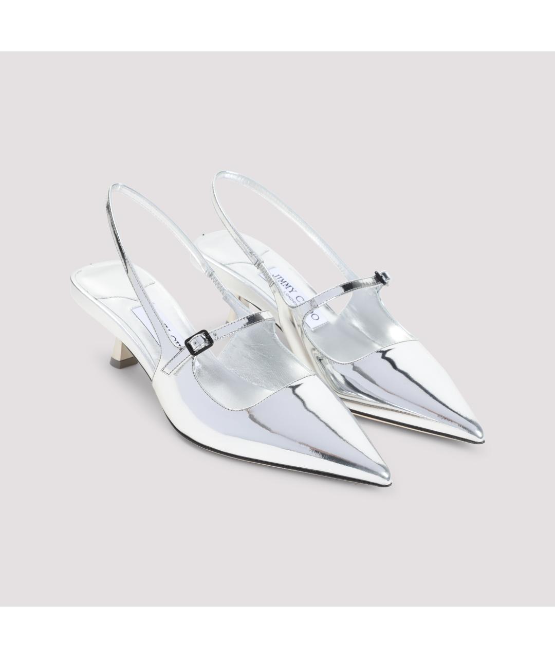 JIMMY CHOO Серебряные кожаные туфли, фото 5