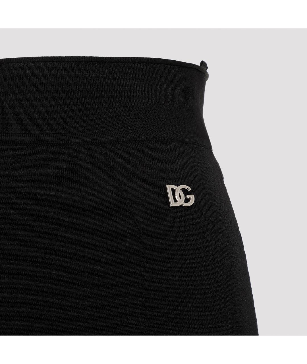 DOLCE&GABBANA Черная вискозная юбка миди, фото 5