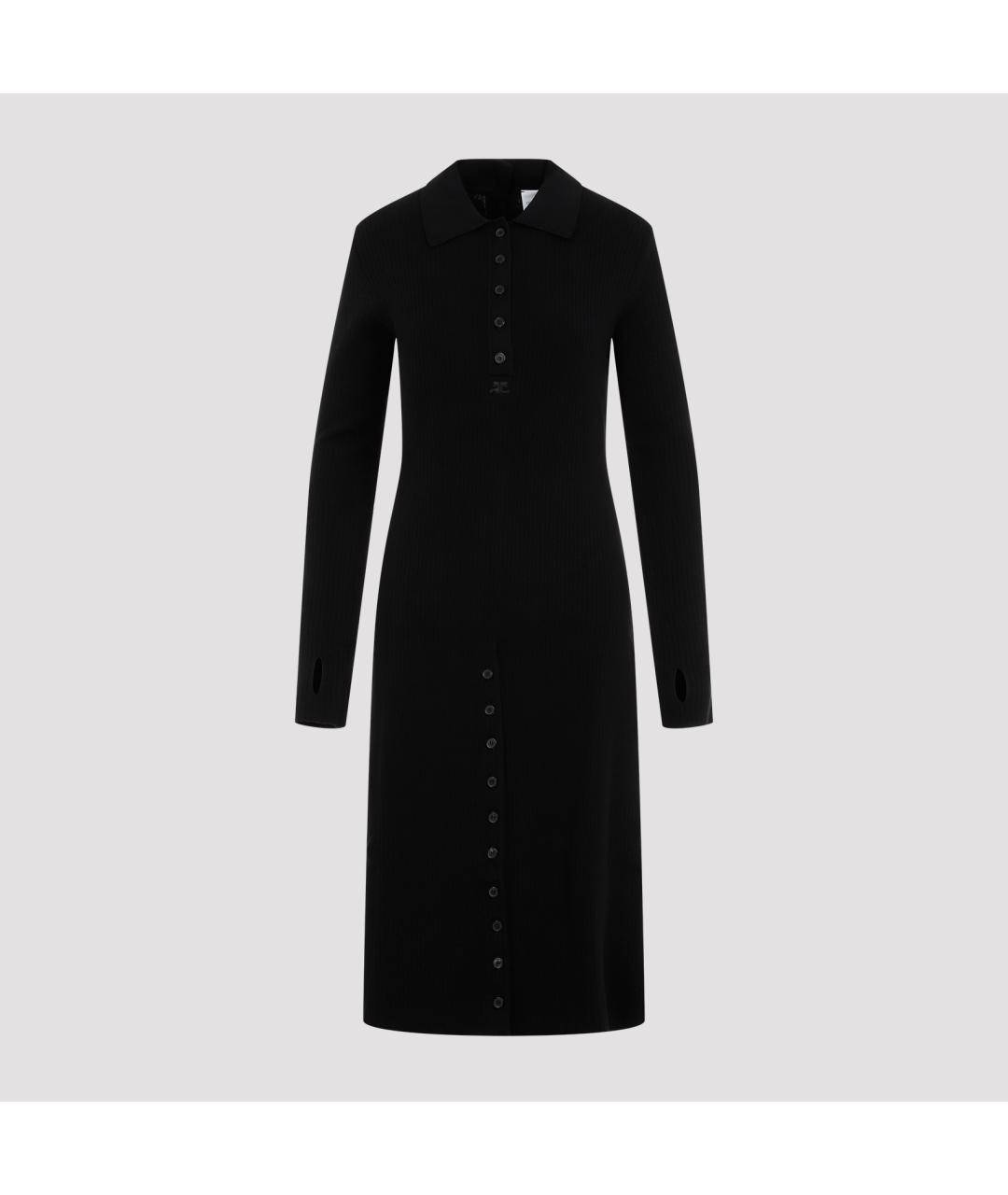 COURREGES Черное хлопковое повседневное платье, фото 2