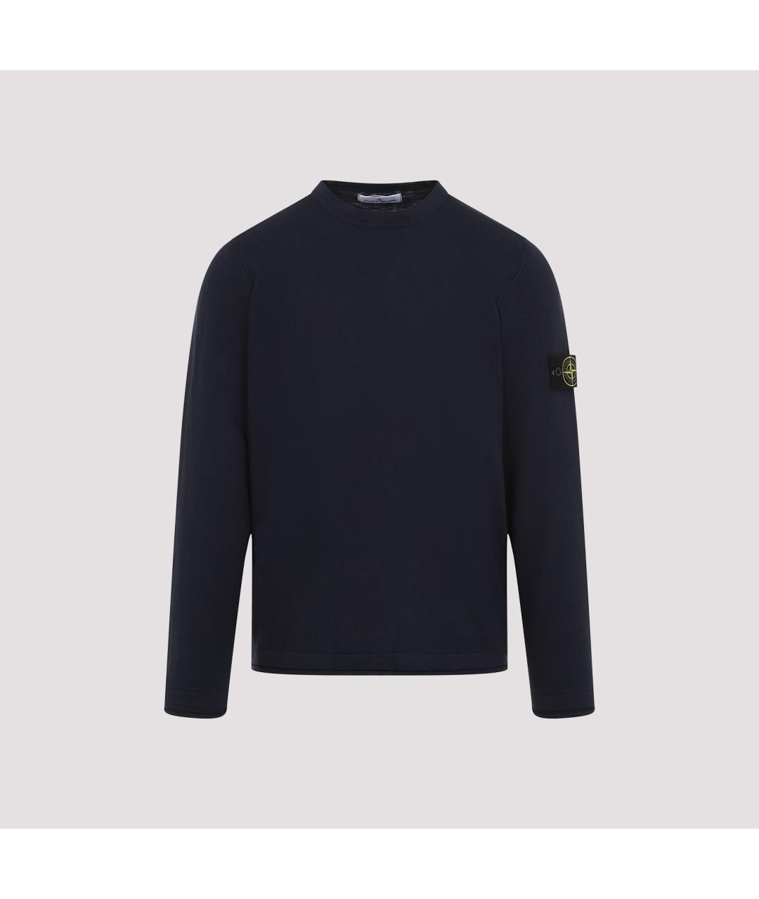 STONE ISLAND Темно-синий хлопковый джемпер / свитер, фото 3