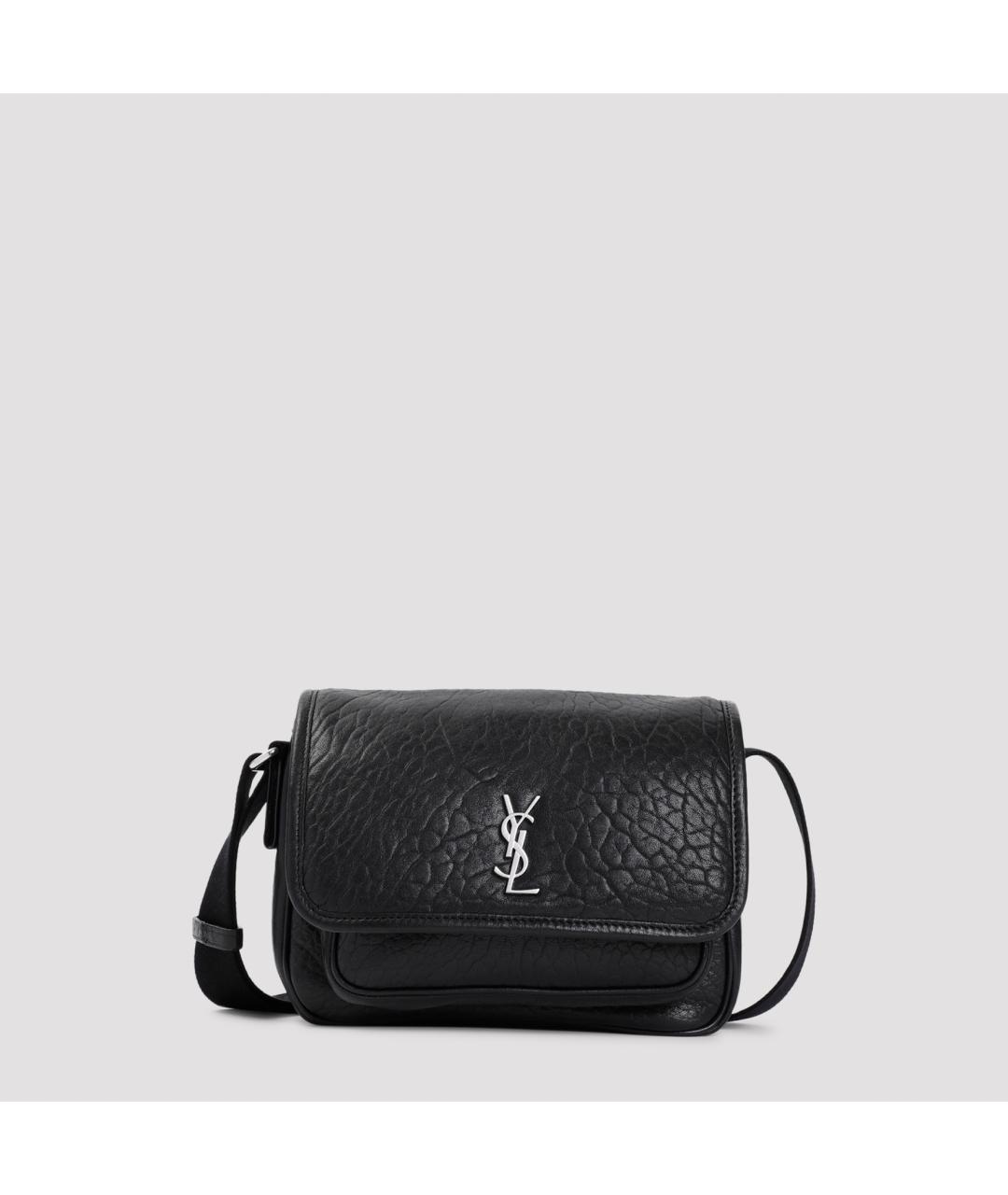 SAINT LAURENT Черная кожаная сумка через плечо, фото 2