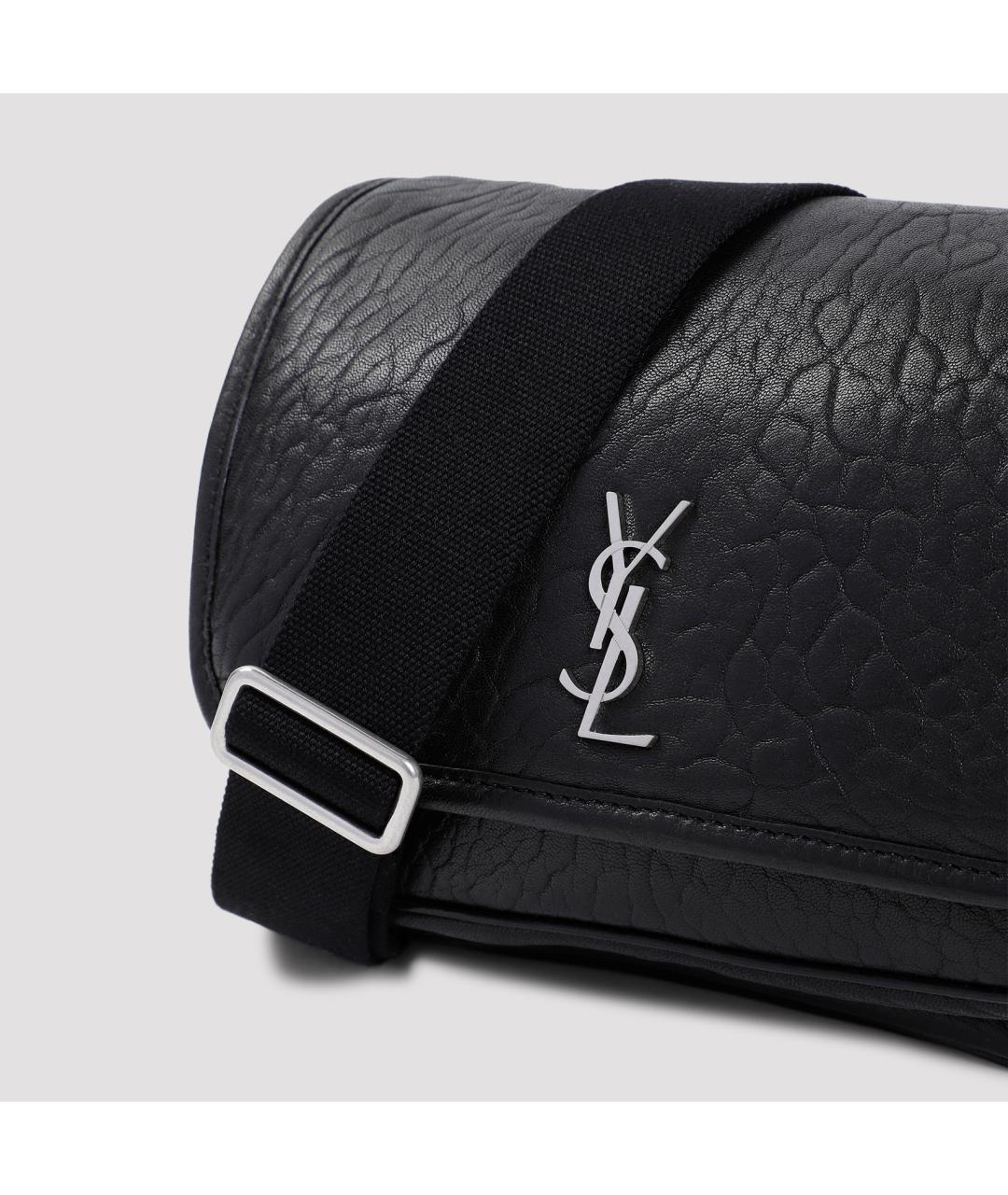 SAINT LAURENT Черная кожаная сумка через плечо, фото 5