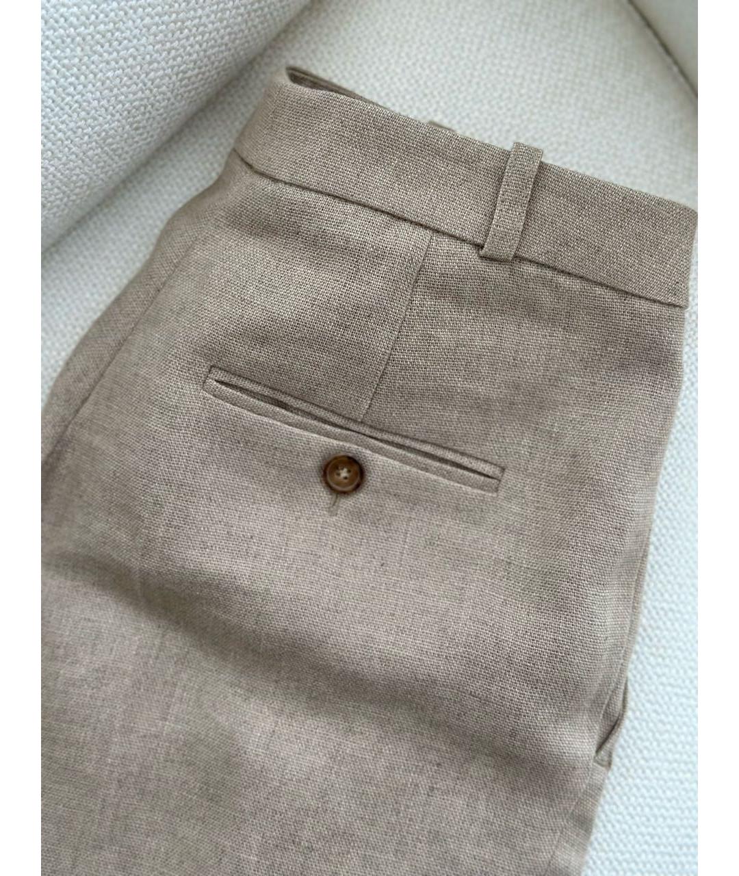 MICHAEL KORS Бежевые льняные прямые брюки, фото 6