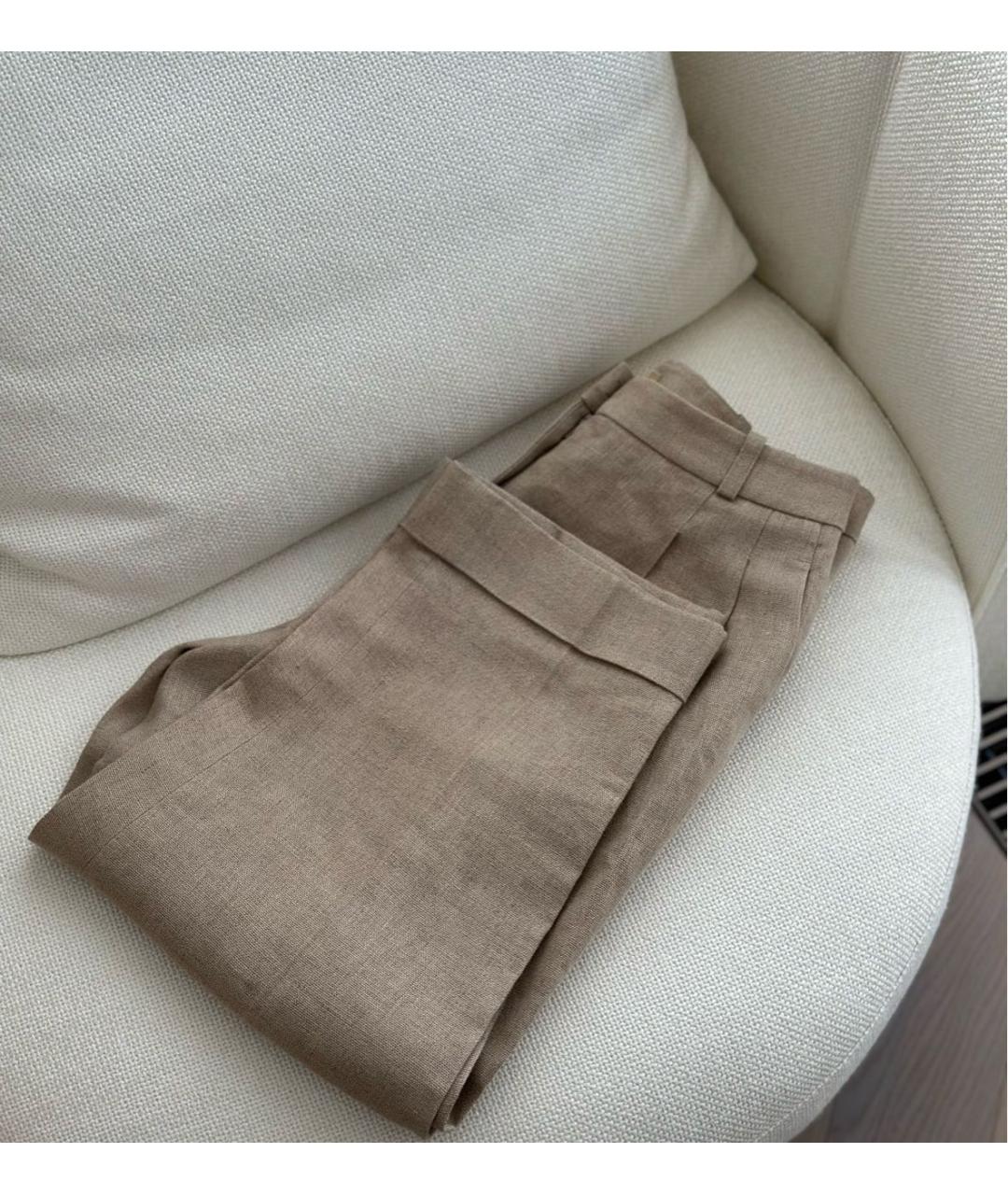 MICHAEL KORS Бежевые льняные прямые брюки, фото 7