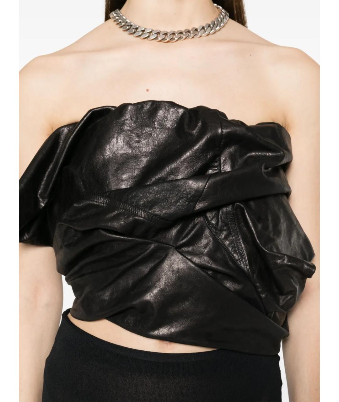 RICK OWENS Черная кожаная блузы, фото 6