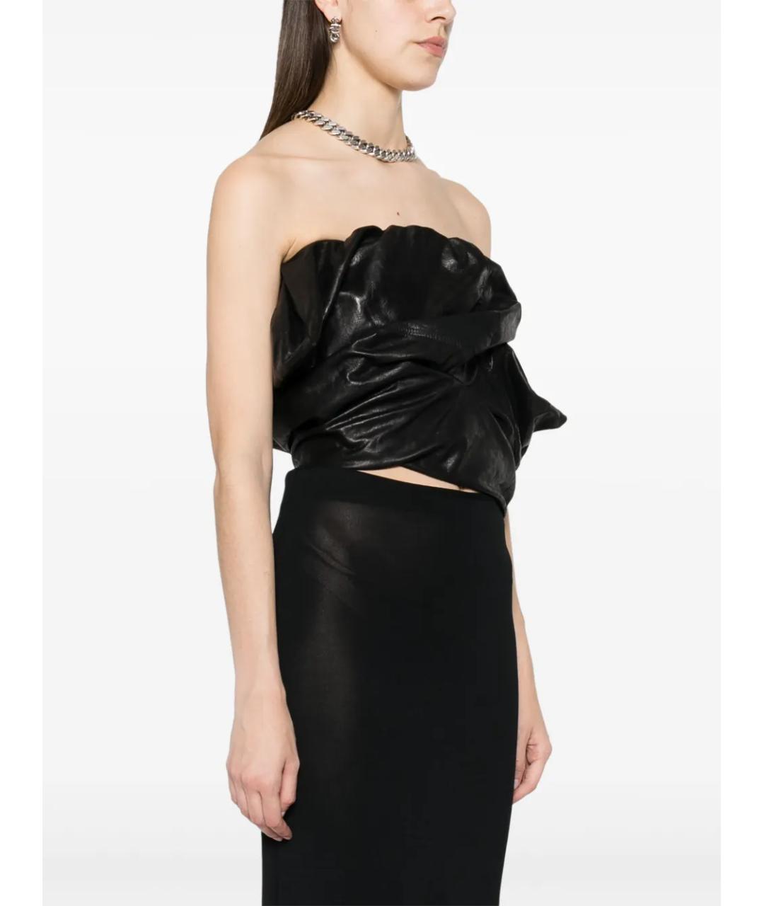 RICK OWENS Черная кожаная блузы, фото 9