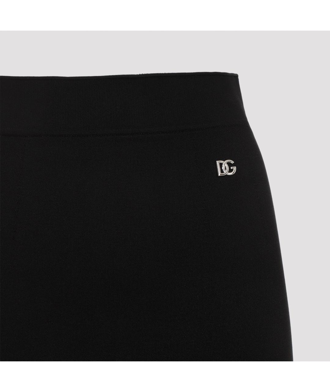 DOLCE&GABBANA Черная вискозная юбка миди, фото 5