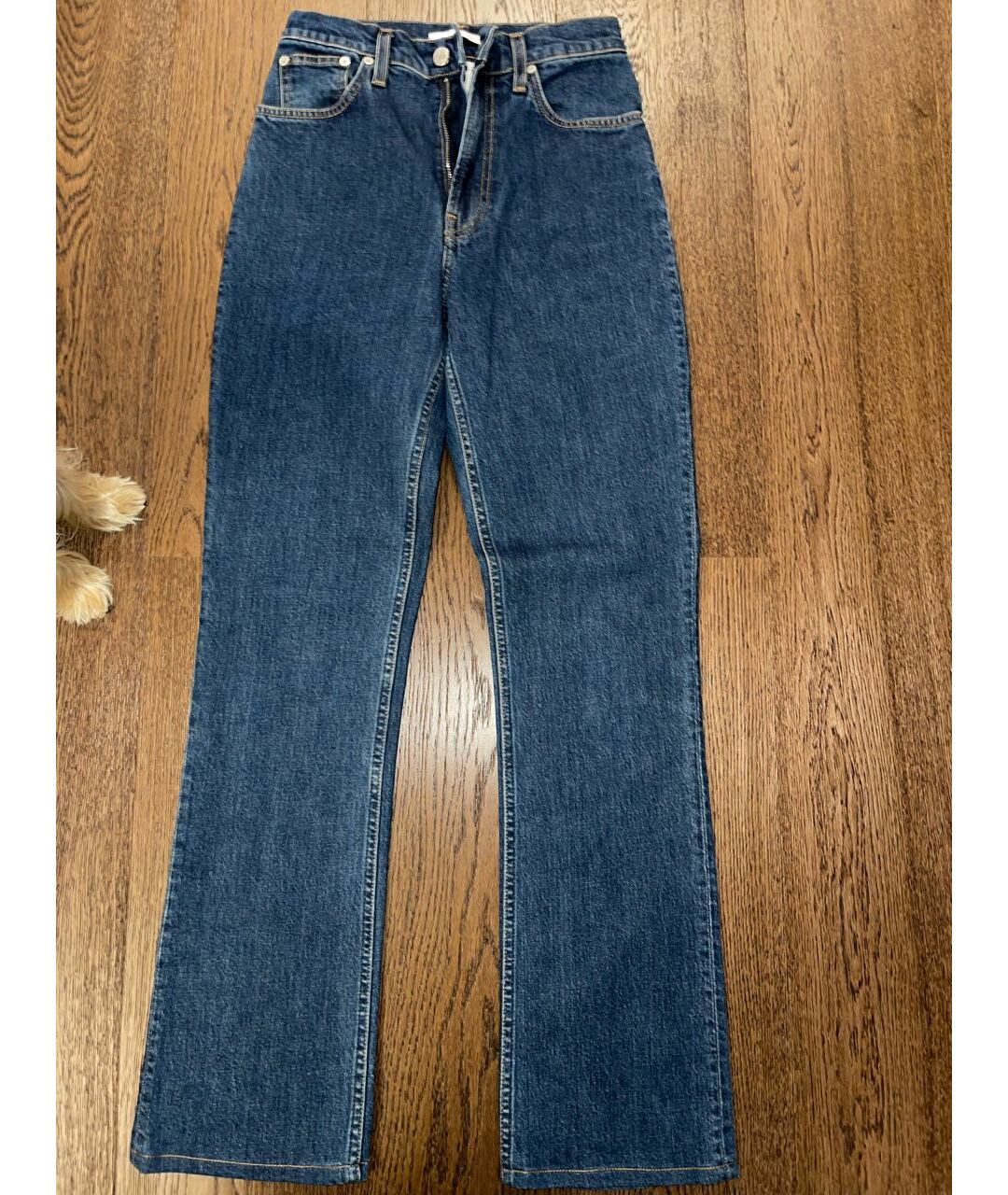 HELMUT LANG Синие хлопковые прямые джинсы, фото 5