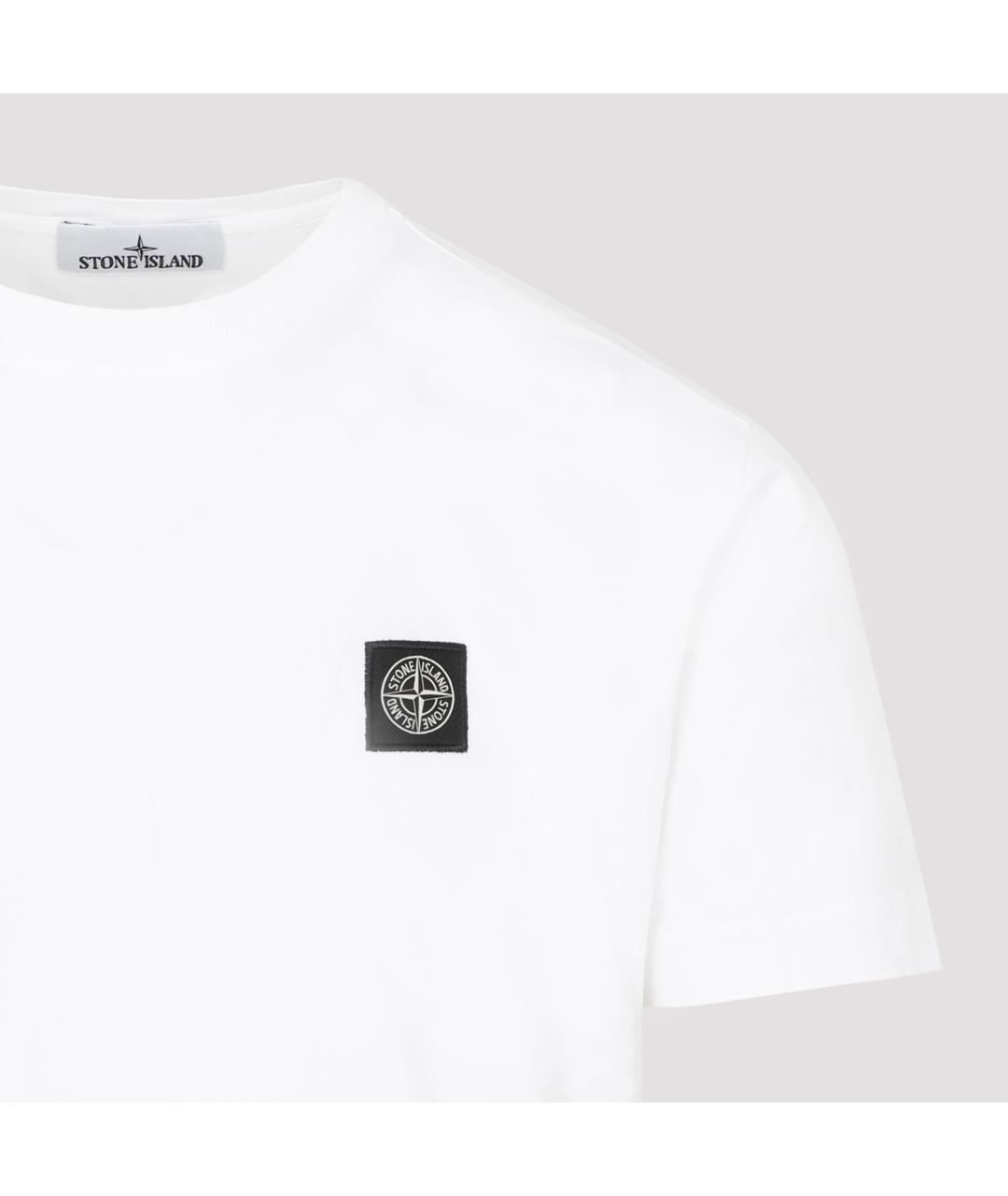 STONE ISLAND Белая хлопковая футболка, фото 5
