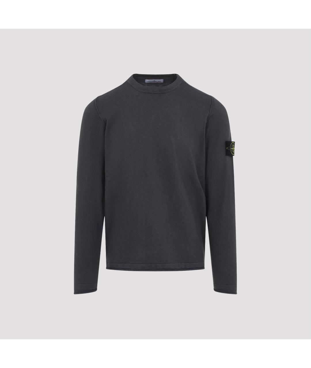 STONE ISLAND Антрацитовый хлопковый джемпер / свитер, фото 2