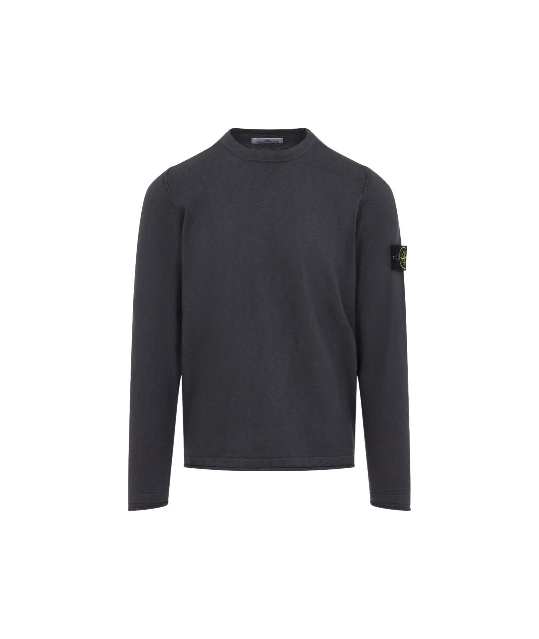 STONE ISLAND Антрацитовый хлопковый джемпер / свитер, фото 1