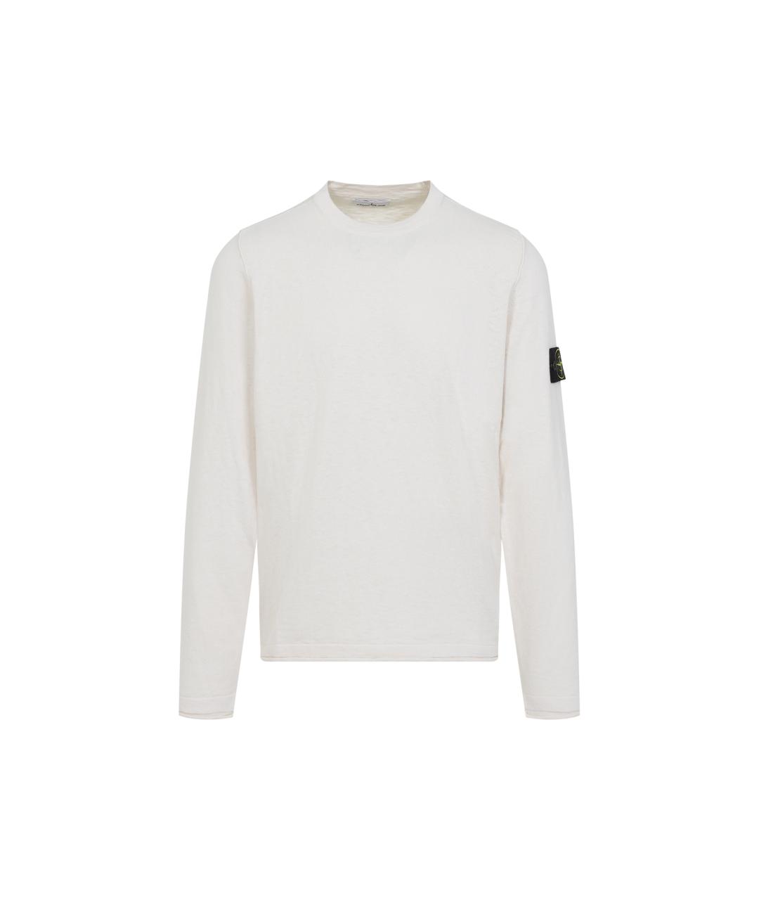STONE ISLAND Белый хлопковый джемпер / свитер, фото 1