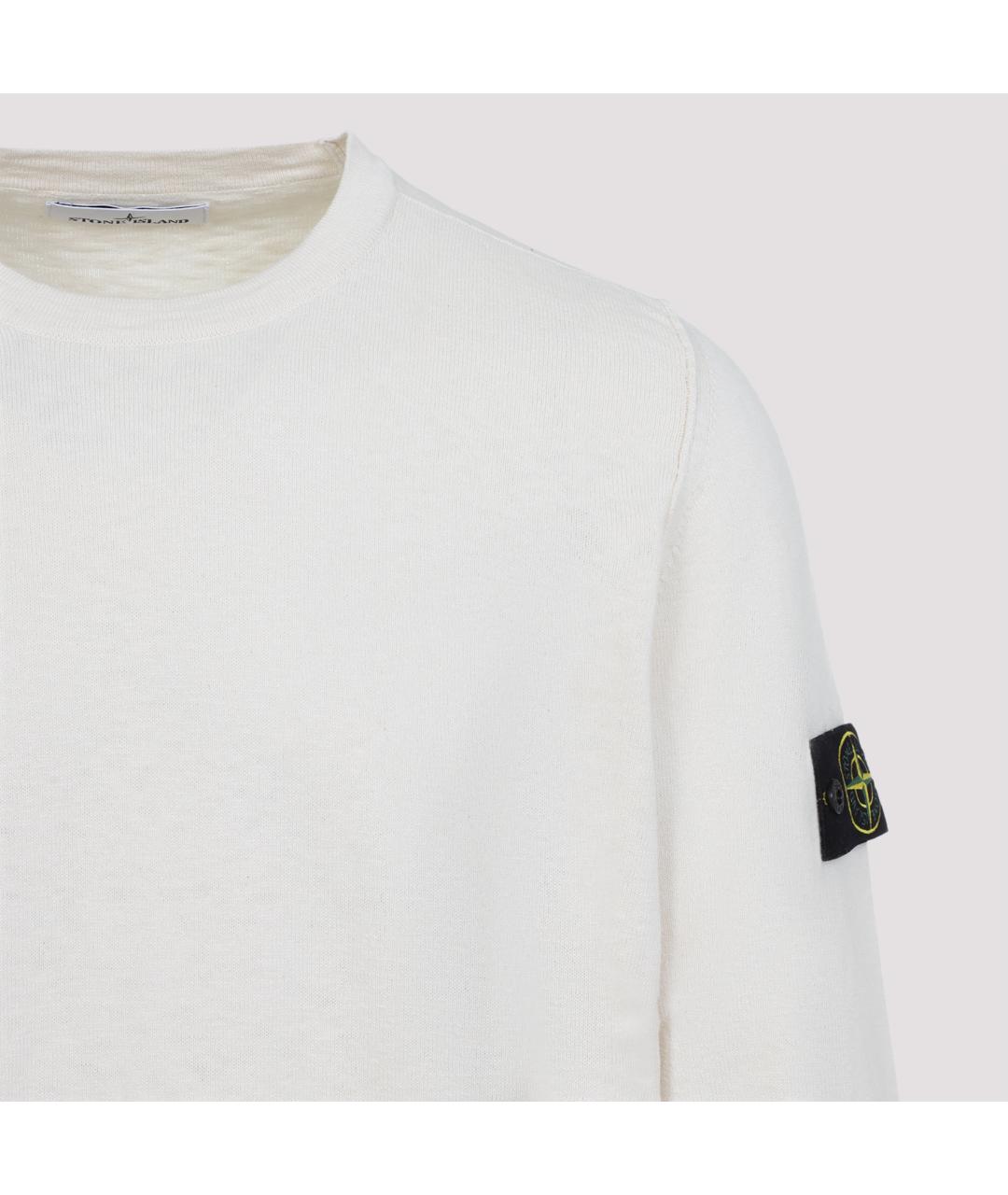 STONE ISLAND Белый хлопковый джемпер / свитер, фото 5
