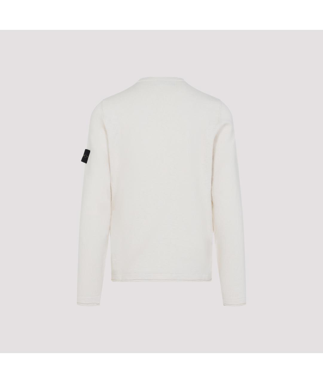 STONE ISLAND Белый хлопковый джемпер / свитер, фото 4