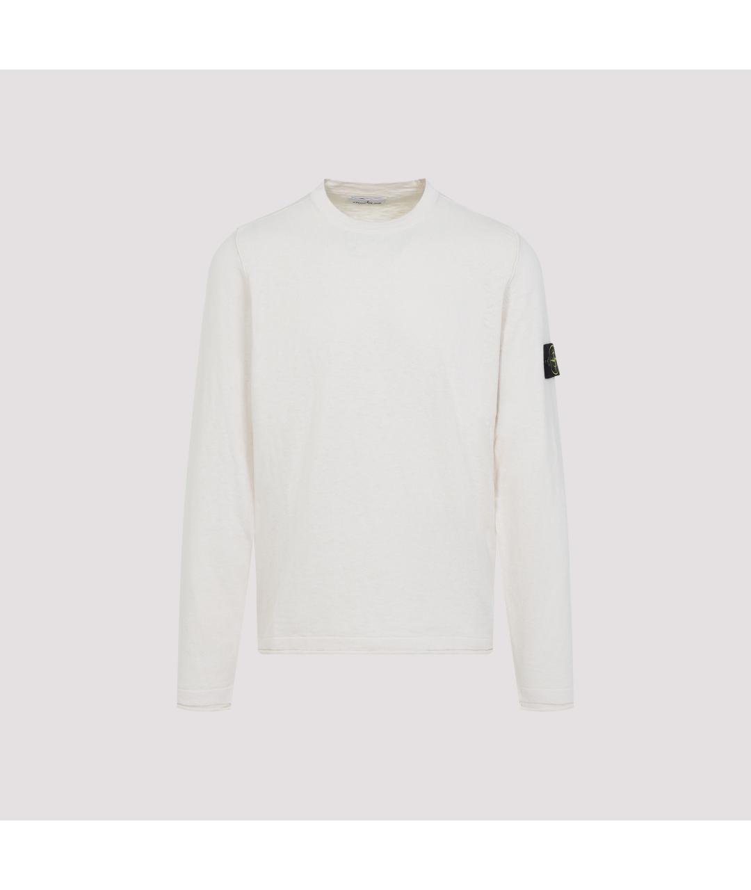 STONE ISLAND Белый хлопковый джемпер / свитер, фото 3