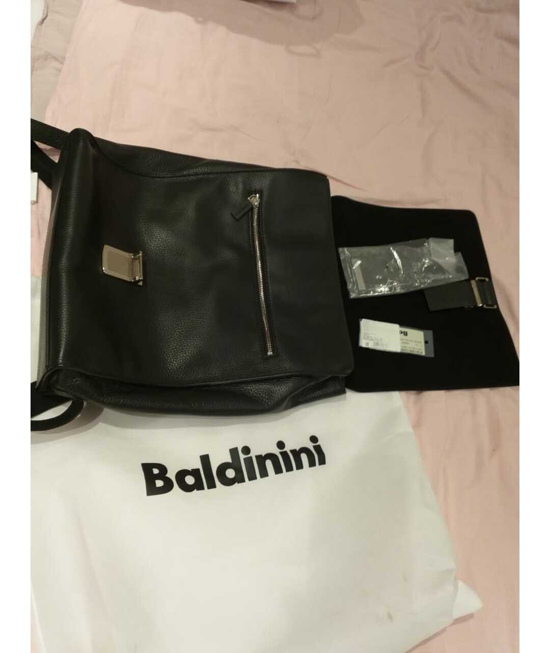 BALDININI Черный кожаный рюкзак, фото 2