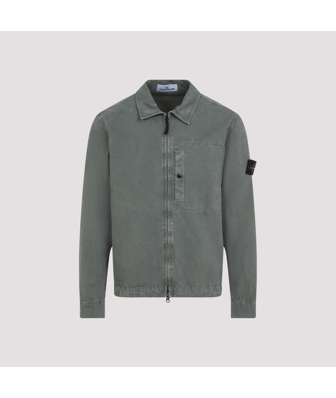 STONE ISLAND Зеленая хлопковая куртка, фото 2