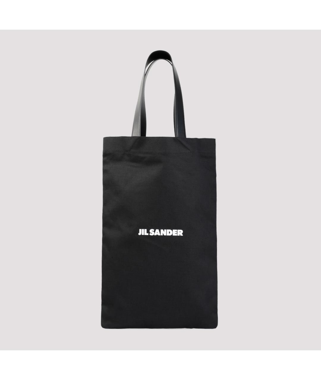JIL SANDER Черная хлопковая сумка тоут, фото 2