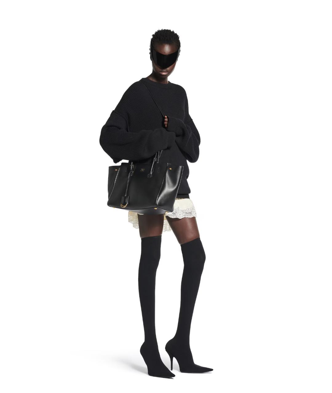 BALENCIAGA Черная кожаная сумка тоут, фото 4