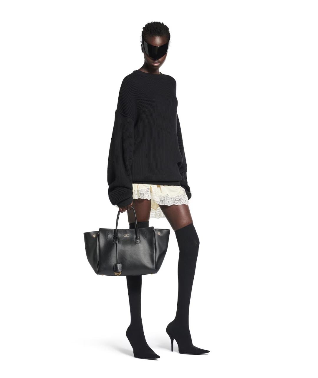 BALENCIAGA Черная кожаная сумка тоут, фото 2