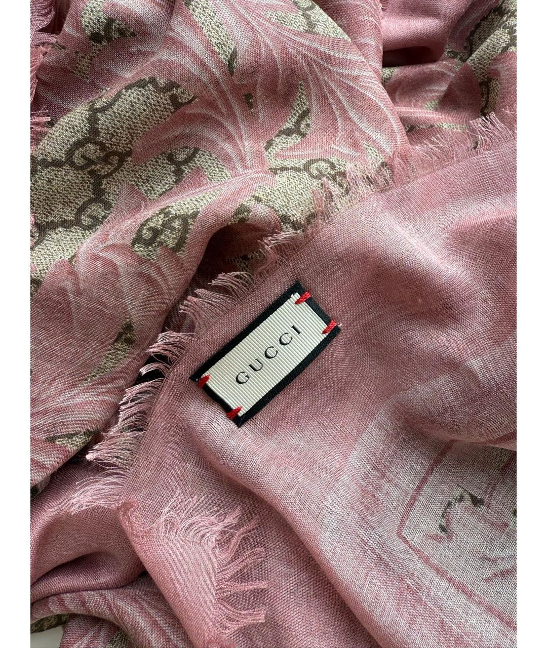 GUCCI Коричневый шелковый шарф, фото 2