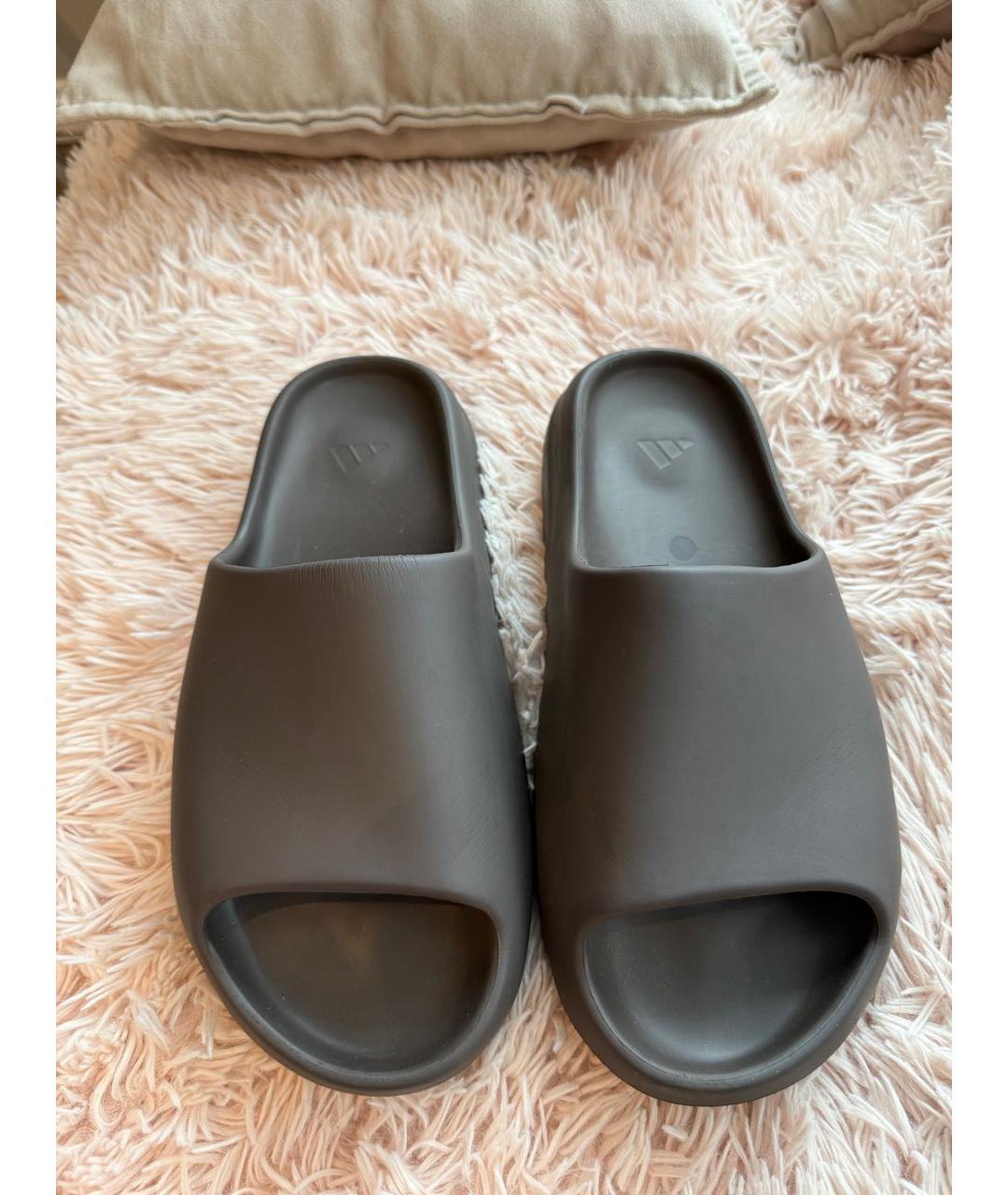 ADIDAS YEEZY Коричневые резиновые шлепанцы, фото 2