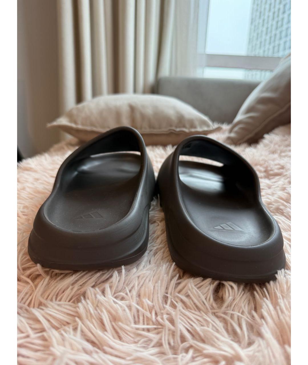 ADIDAS YEEZY Коричневые резиновые шлепанцы, фото 4