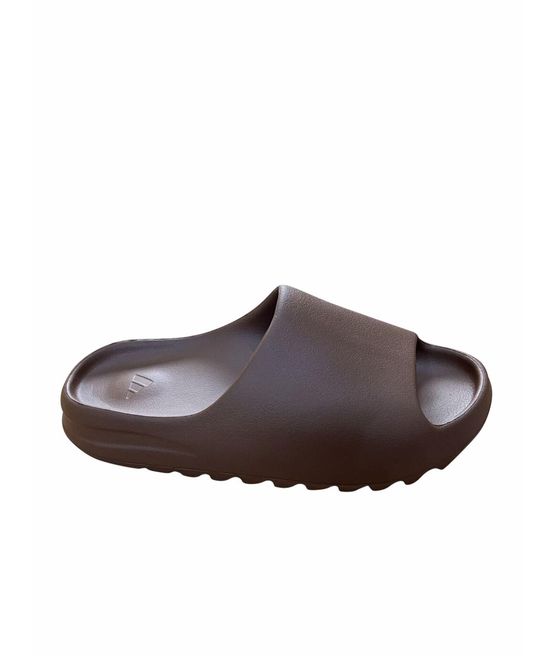 ADIDAS YEEZY Коричневые резиновые шлепанцы, фото 1