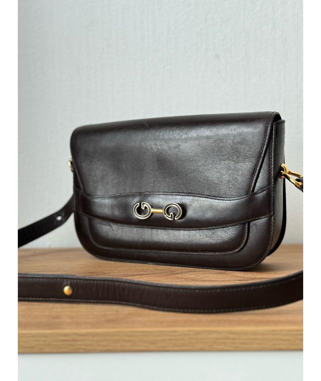 GUCCI Коричневая кожаная сумка с короткими ручками, фото 2