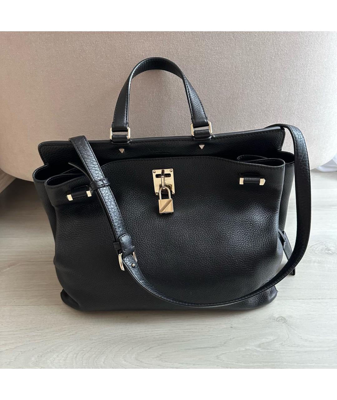VALENTINO Черная кожаная сумка тоут, фото 3