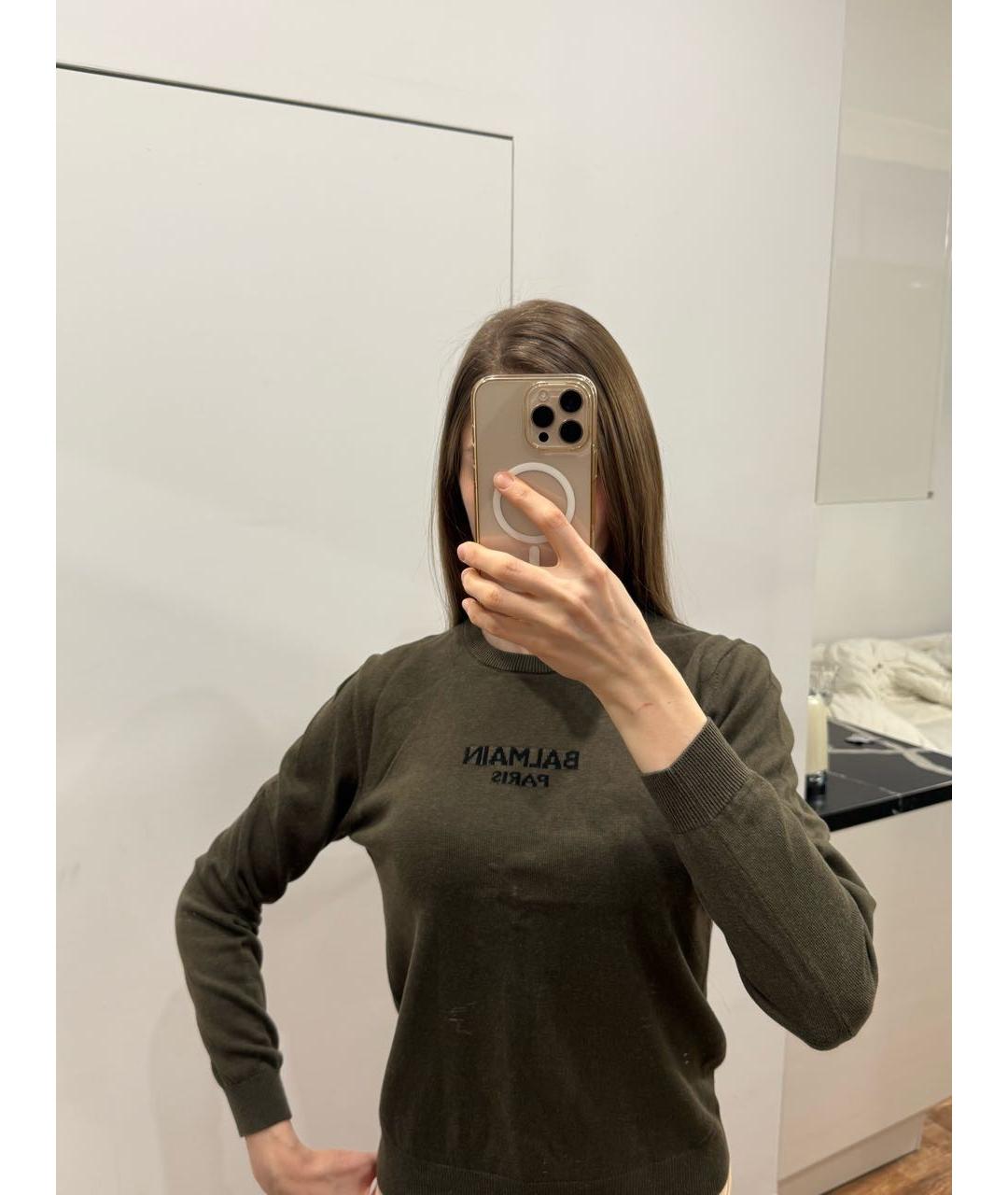 BALMAIN Хаки джемпер / свитер, фото 4