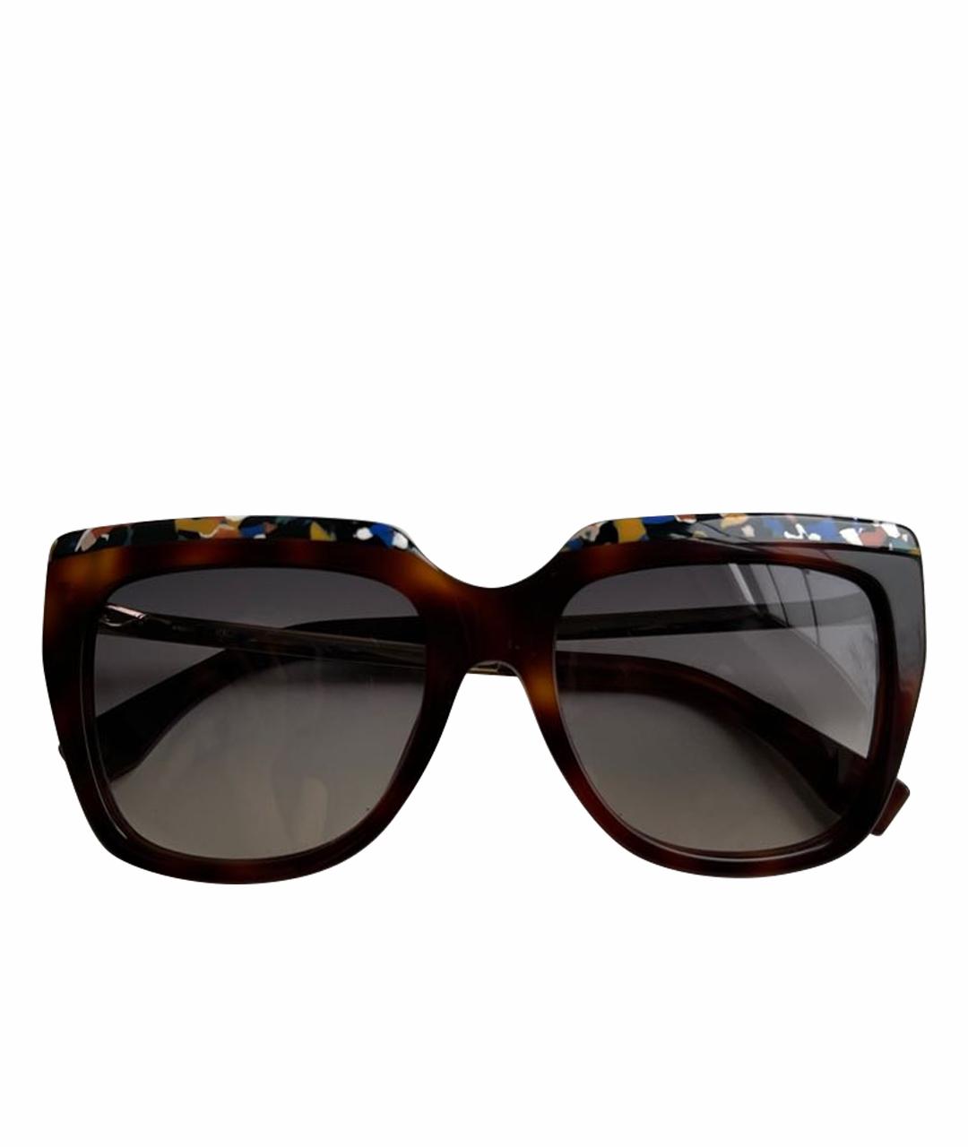 FENDI Коричневые пластиковые солнцезащитные очки, фото 1