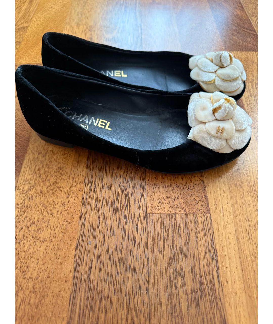 CHANEL Черные бархатные балетки, фото 7