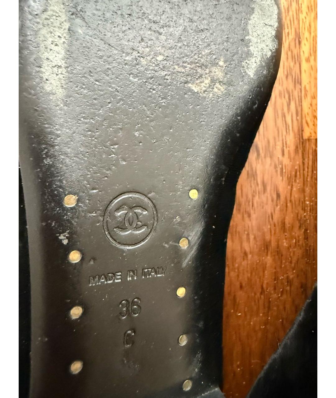 CHANEL Черные бархатные балетки, фото 4