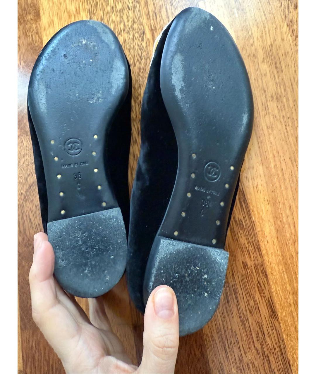 CHANEL Черные бархатные балетки, фото 3