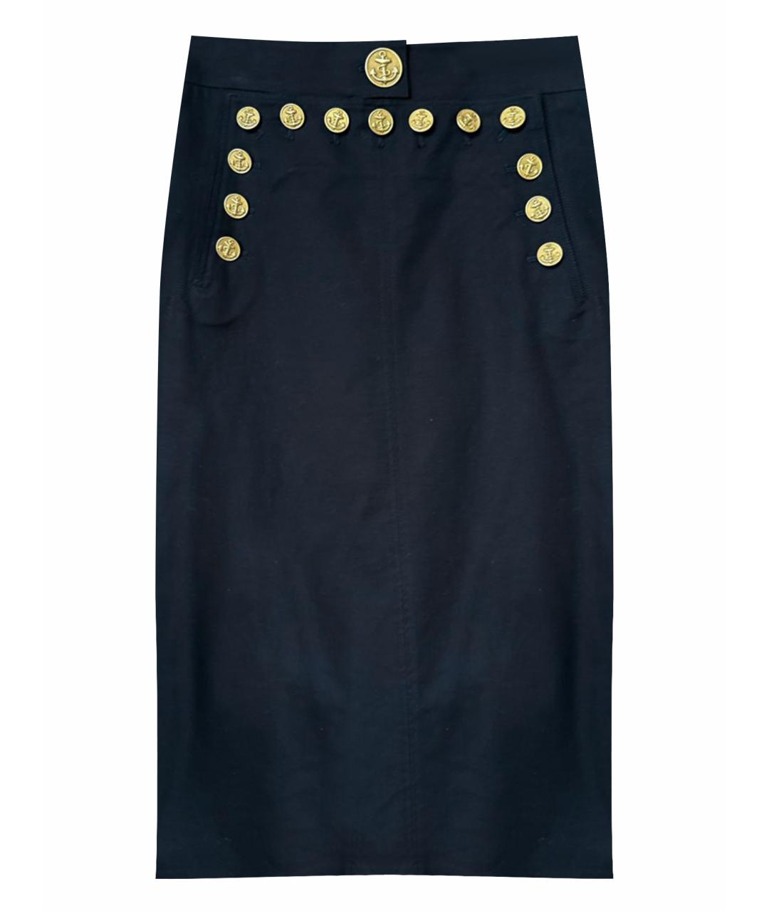 DOLCE&GABBANA Синяя льняная юбка миди, фото 1