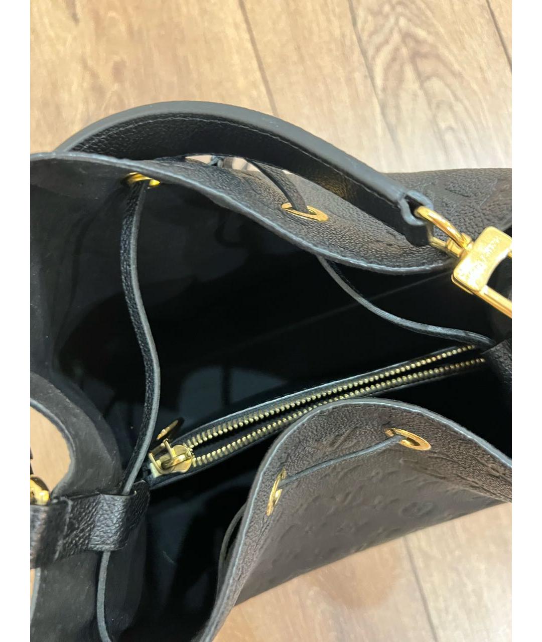 LOUIS VUITTON Черная кожаная сумка тоут, фото 4