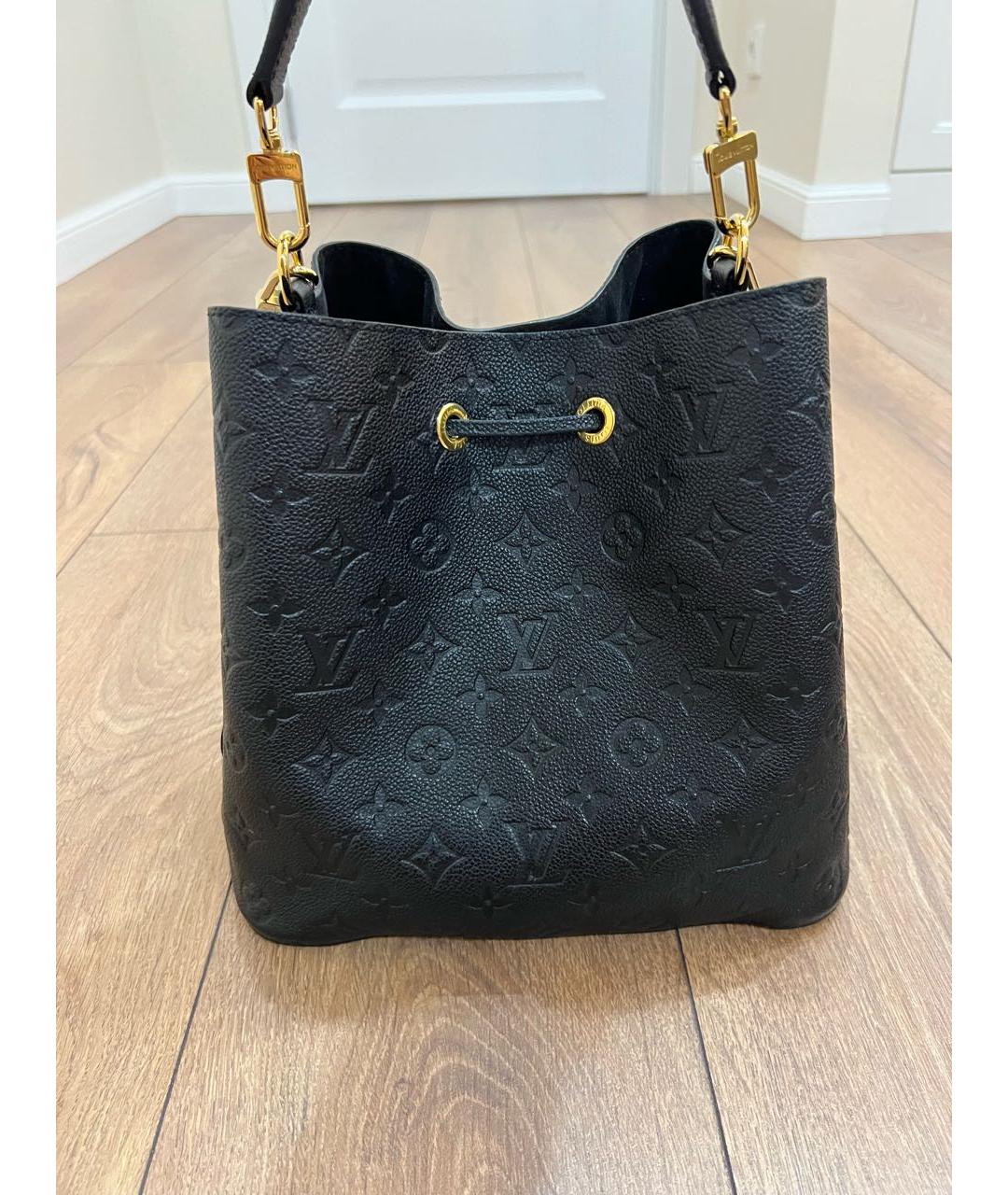 LOUIS VUITTON Черная кожаная сумка тоут, фото 3