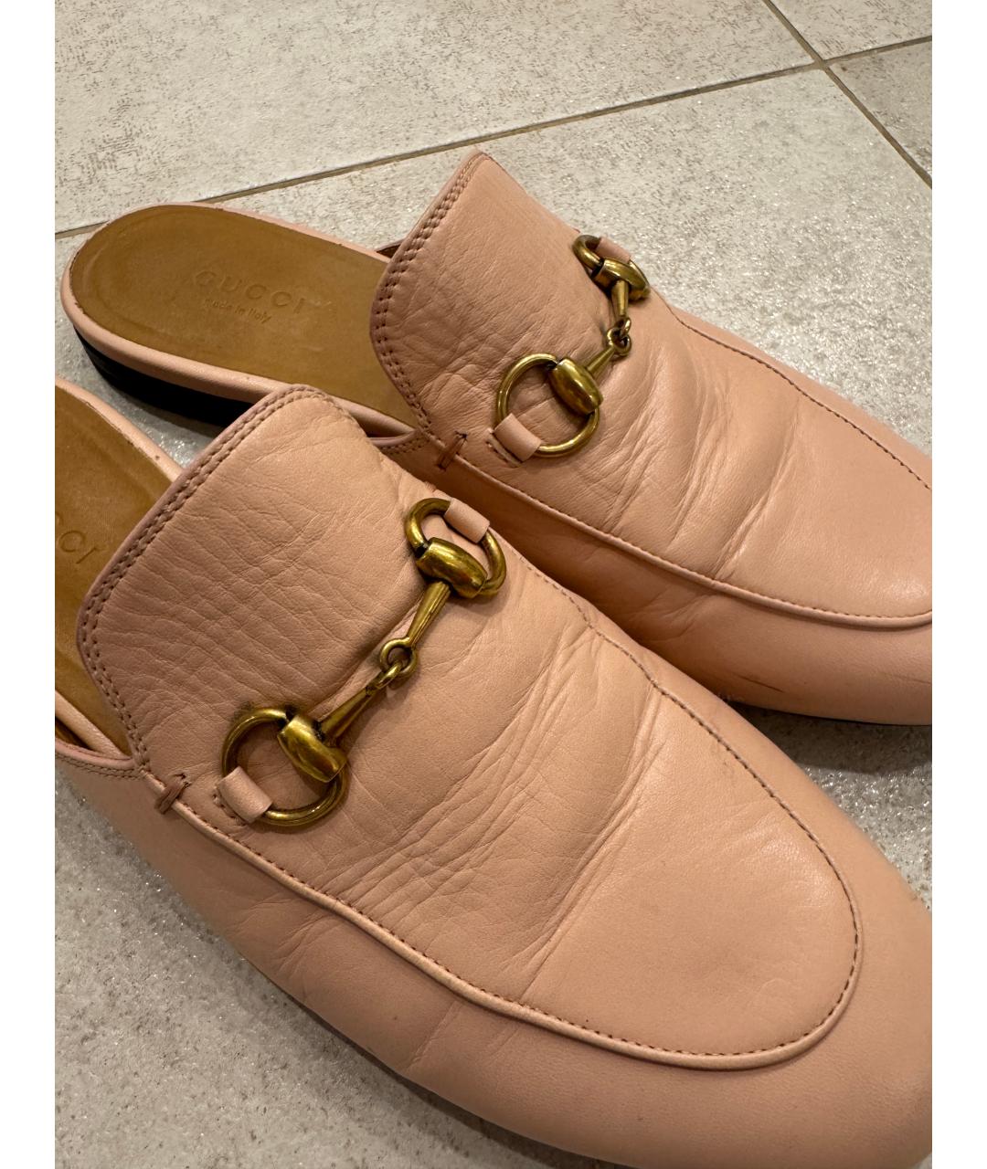 GUCCI Розовые кожаные мюли, фото 6
