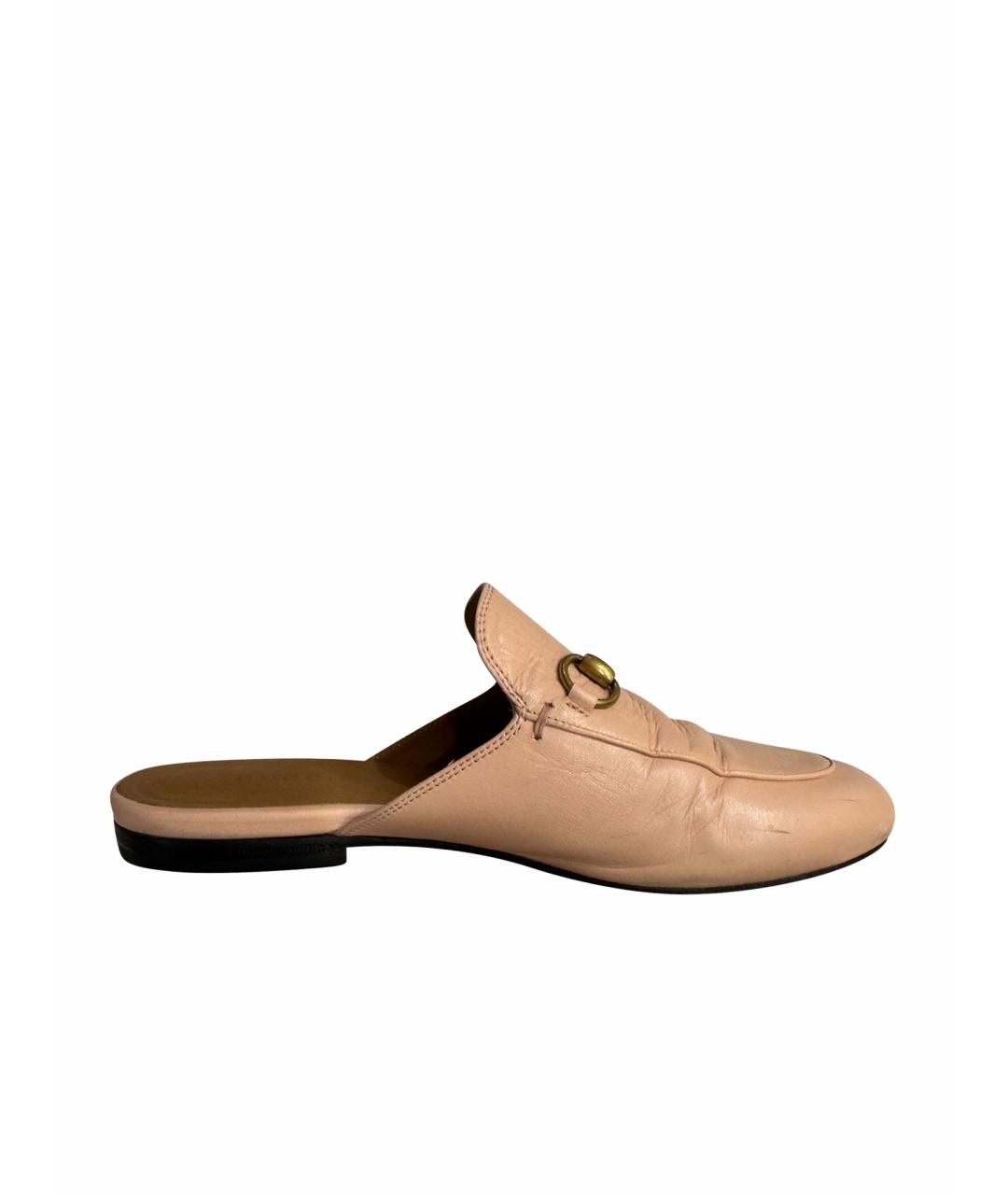 GUCCI Розовые кожаные мюли, фото 1