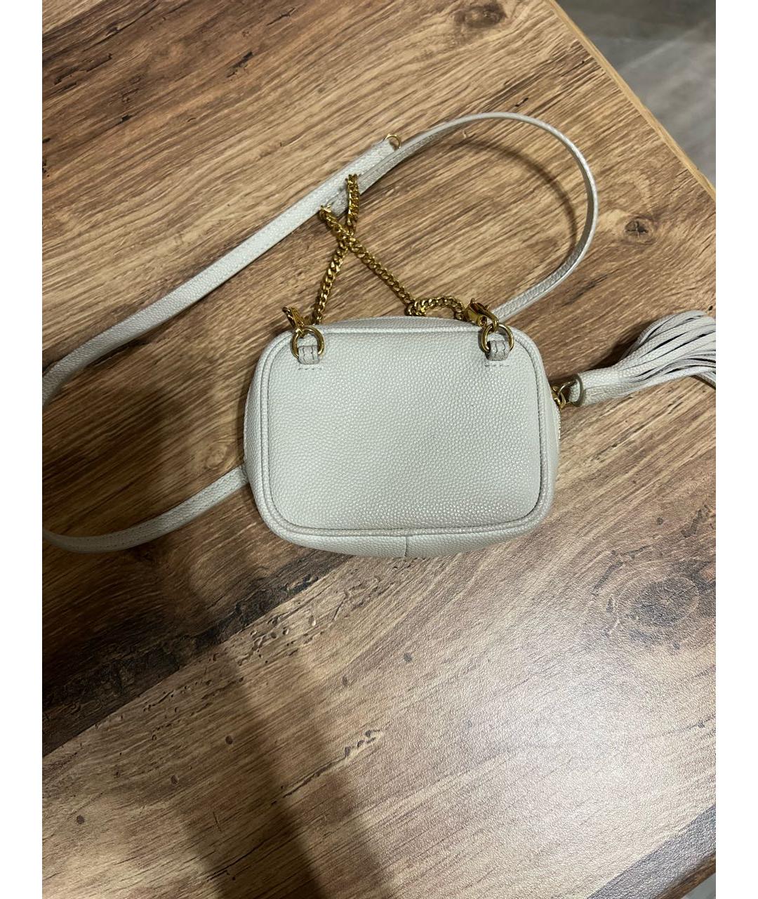 SAINT LAURENT Бежевая кожаная сумка через плечо, фото 3