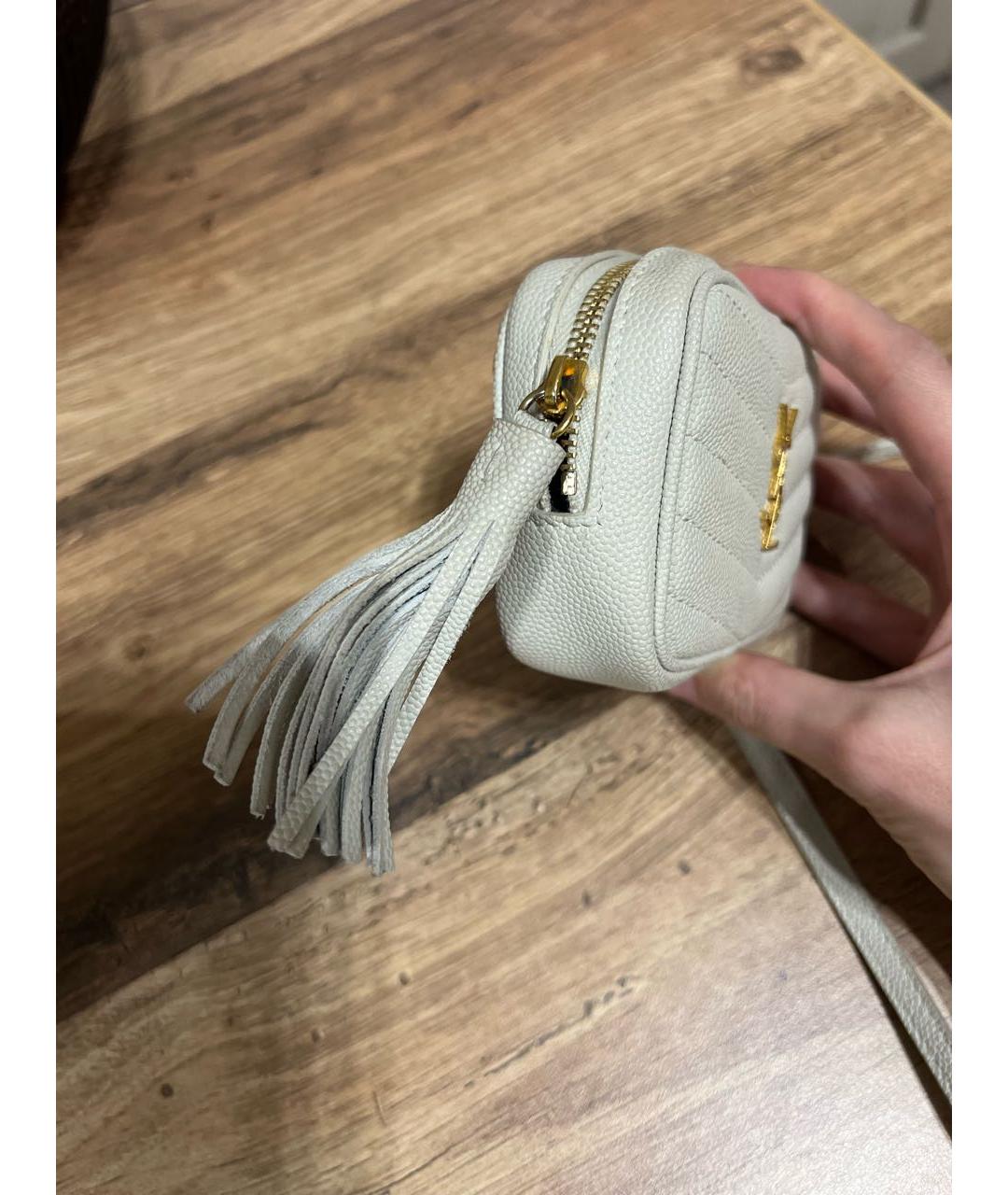 SAINT LAURENT Бежевая кожаная сумка через плечо, фото 2