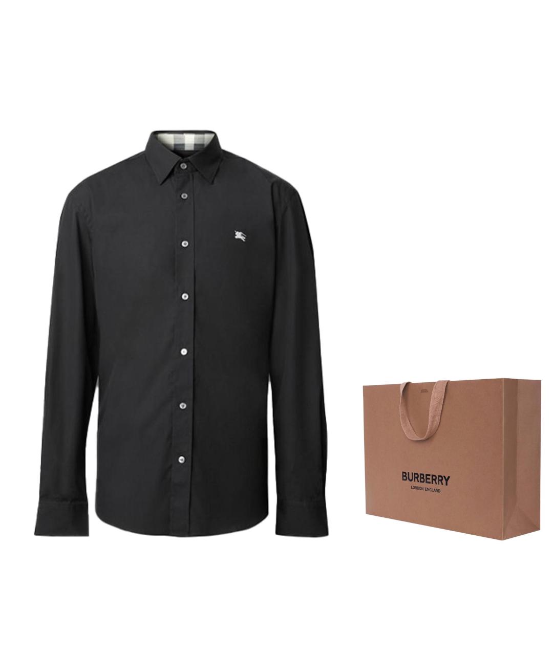 BURBERRY Черная хлопковая классическая рубашка, фото 6