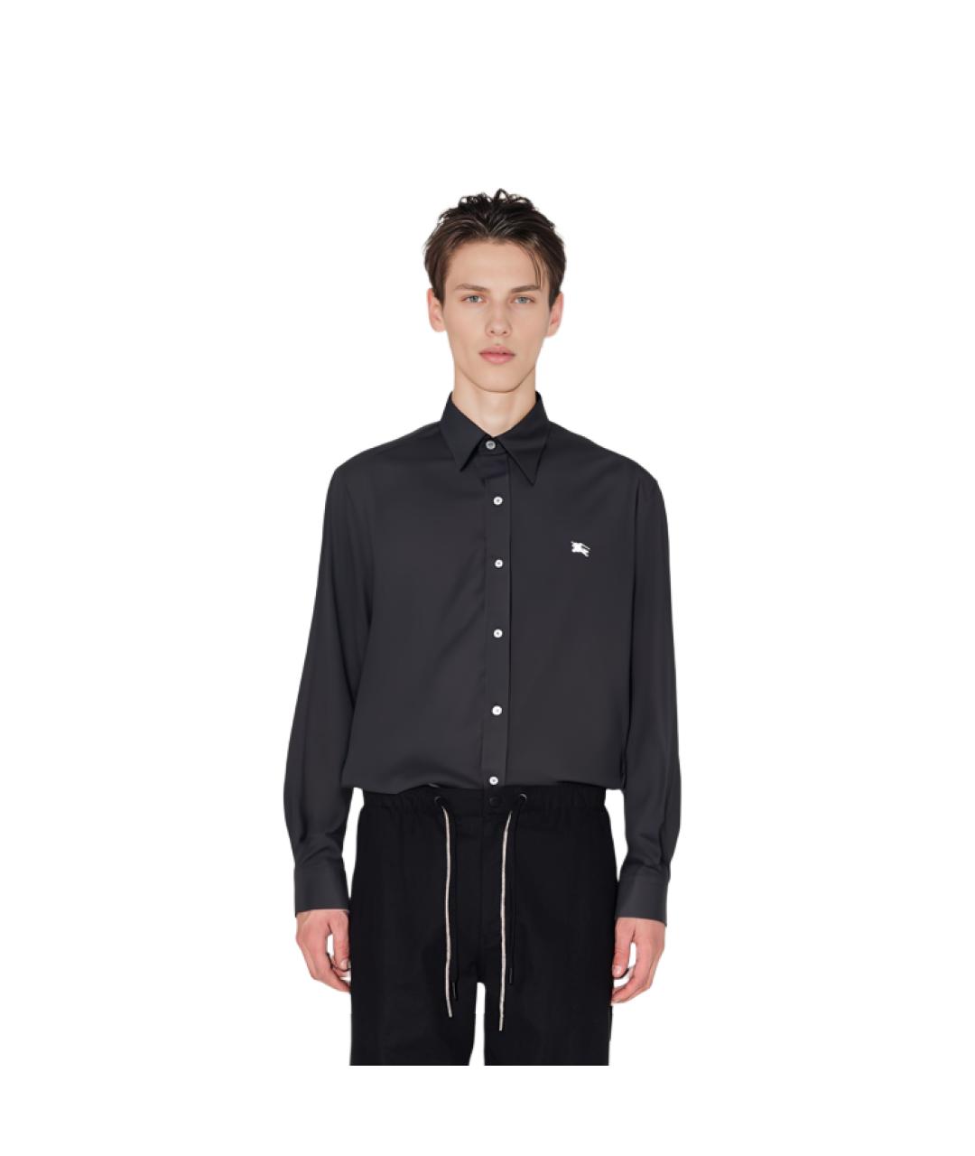 BURBERRY Черная хлопковая классическая рубашка, фото 3