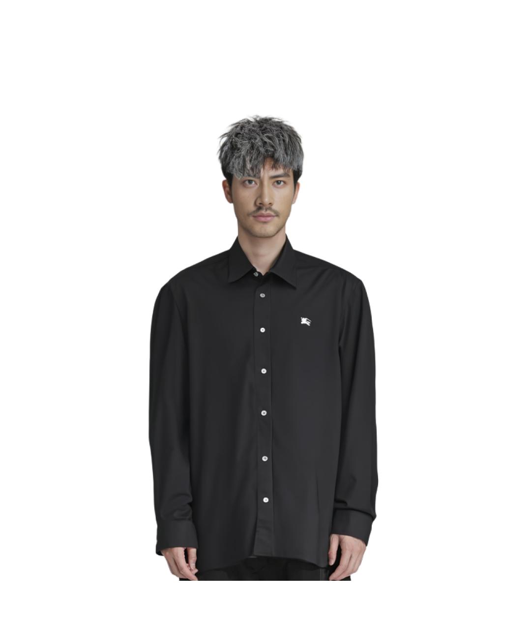 BURBERRY Черная хлопковая классическая рубашка, фото 2