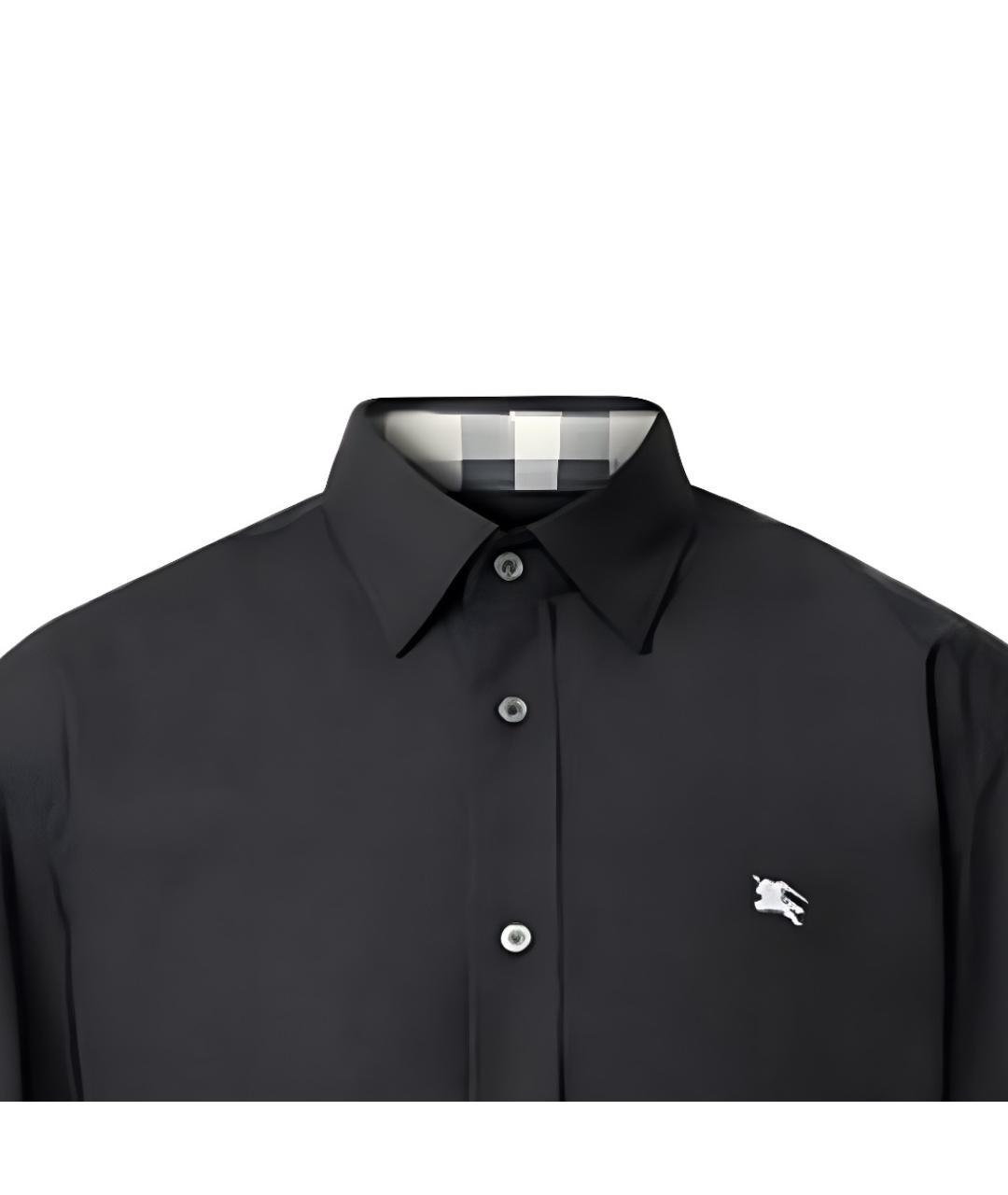 BURBERRY Черная хлопковая классическая рубашка, фото 4