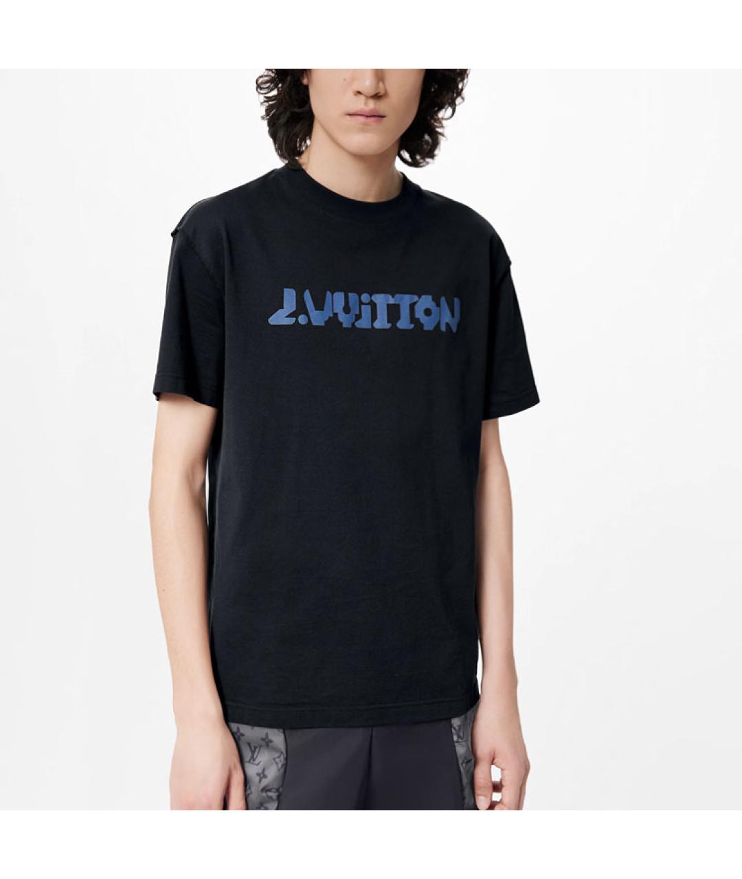 LOUIS VUITTON Черная хлопковая футболка, фото 8